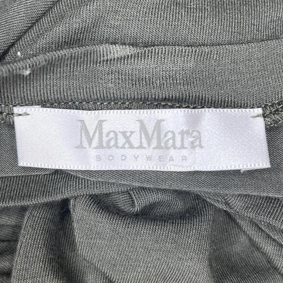 MaxMara Bodywear Wrap Dress Womens Small Olive Jersey Long Sleeve Midi Italy - Picture 8 of 12